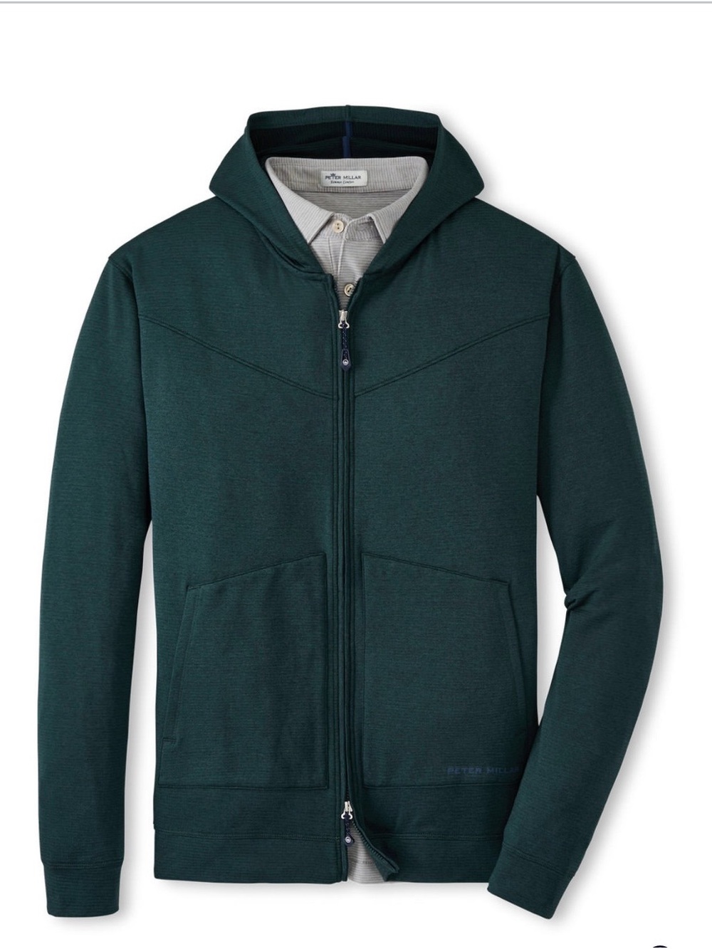Peter Millar Men's Beaumont Performance Full-Zip Hoodie Balsam Green